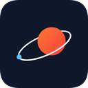 The tile: the mark on its own Deep Space field, readable on any background
